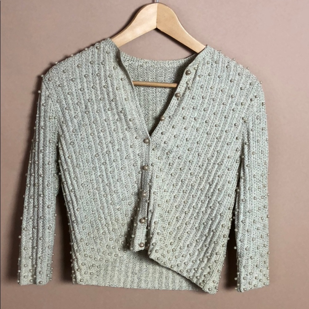 Vintage pearl knit  cardigan